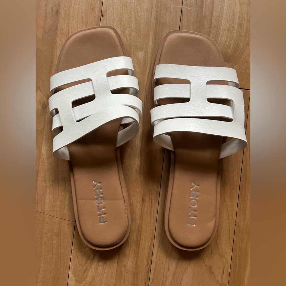 White Slide Sandals
